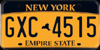 NY license plate GXC4515