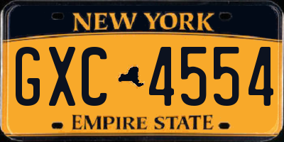 NY license plate GXC4554