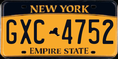 NY license plate GXC4752