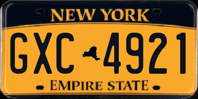 NY license plate GXC4921