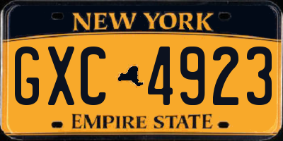 NY license plate GXC4923