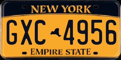 NY license plate GXC4956