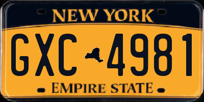 NY license plate GXC4981