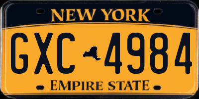 NY license plate GXC4984