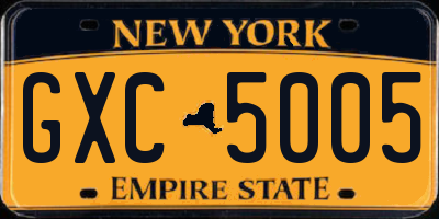 NY license plate GXC5005