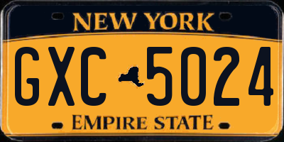 NY license plate GXC5024