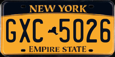 NY license plate GXC5026