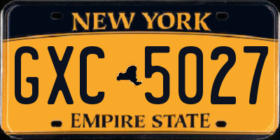 NY license plate GXC5027