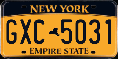 NY license plate GXC5031
