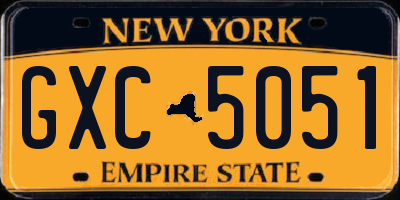 NY license plate GXC5051