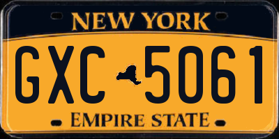 NY license plate GXC5061