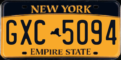 NY license plate GXC5094
