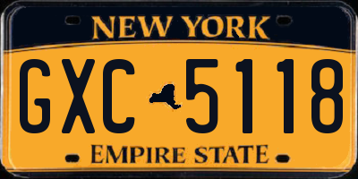 NY license plate GXC5118