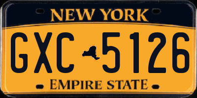 NY license plate GXC5126