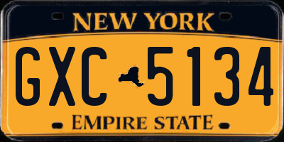 NY license plate GXC5134