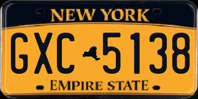 NY license plate GXC5138