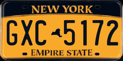 NY license plate GXC5172
