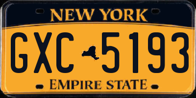 NY license plate GXC5193