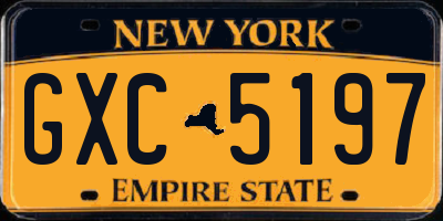 NY license plate GXC5197