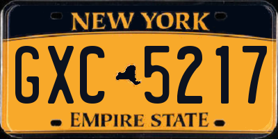NY license plate GXC5217