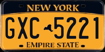NY license plate GXC5221