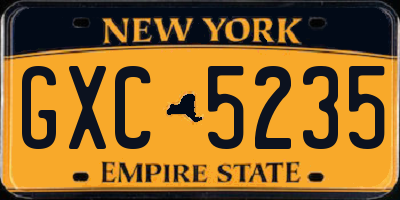 NY license plate GXC5235