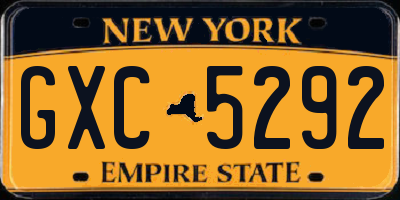 NY license plate GXC5292
