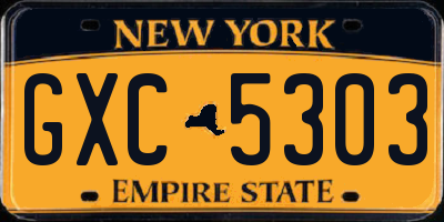 NY license plate GXC5303