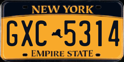 NY license plate GXC5314