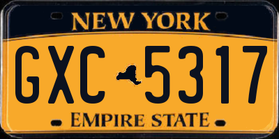 NY license plate GXC5317