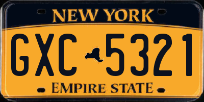 NY license plate GXC5321