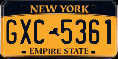NY license plate GXC5361