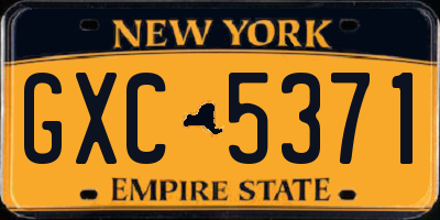 NY license plate GXC5371