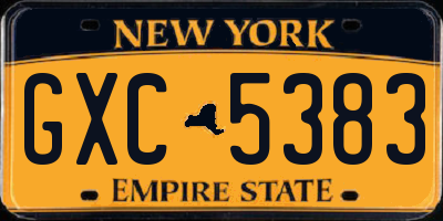 NY license plate GXC5383