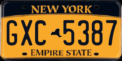 NY license plate GXC5387