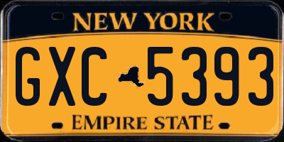 NY license plate GXC5393