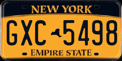 NY license plate GXC5498