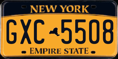 NY license plate GXC5508