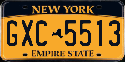 NY license plate GXC5513