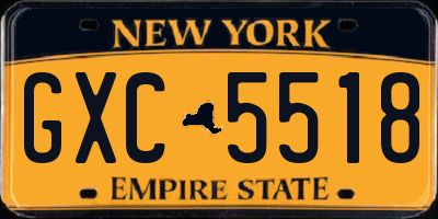 NY license plate GXC5518