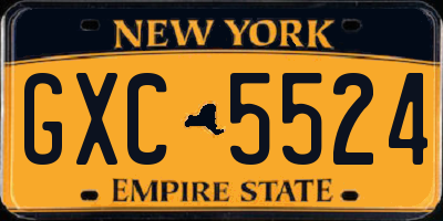 NY license plate GXC5524