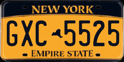 NY license plate GXC5525