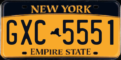NY license plate GXC5551
