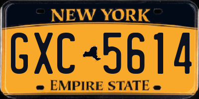 NY license plate GXC5614