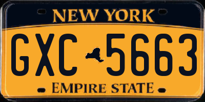NY license plate GXC5663