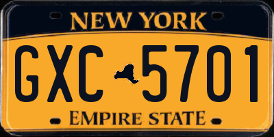 NY license plate GXC5701