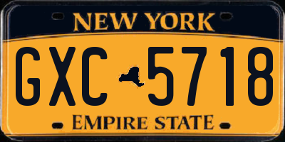 NY license plate GXC5718