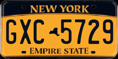 NY license plate GXC5729
