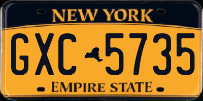 NY license plate GXC5735