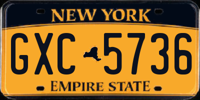 NY license plate GXC5736